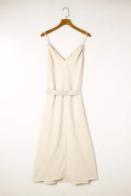 Apricot sleeveless maxi dress - elastic belt - dresses