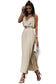 Apricot sleeveless maxi dress - elastic belt - dresses