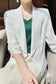 Apricot solid lapel collar satin blazer - blazers