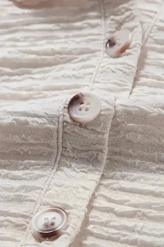 Apricot Solid Textured Drawstring Henley Hoodie - Fashionfitz