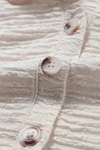 Apricot Solid Textured Drawstring Henley Hoodie - Fashionfitz