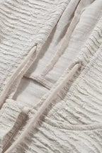 Apricot Solid Textured Drawstring Henley Hoodie - Fashionfitz