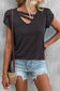 Apricot strappy v neck overlap short sleeve top - t-shirts