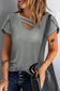 Apricot strappy v neck overlap short sleeve top - t-shirts