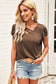 Apricot strappy v neck overlap short sleeve top - t-shirts