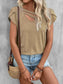 Apricot strappy v neck overlap short sleeve top - t-shirts