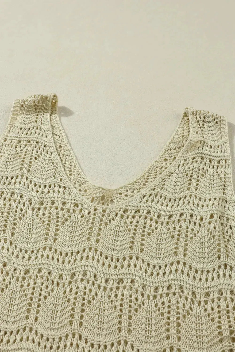 Apricot V-Neck Crochet Vest - Fashionfitz