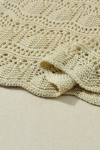 Apricot V-Neck Crochet Vest - Fashionfitz