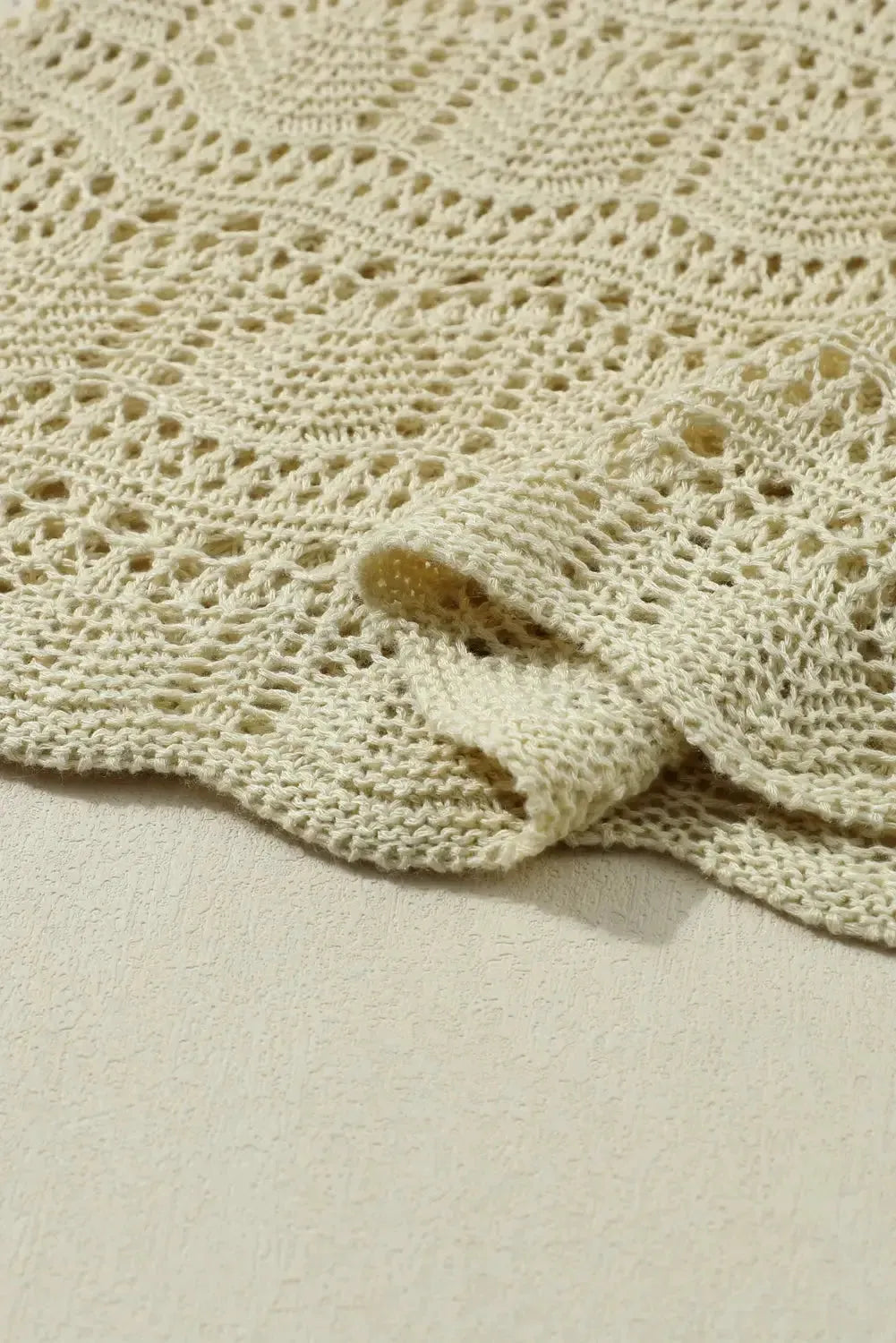 Apricot V-Neck Crochet Vest - Fashionfitz