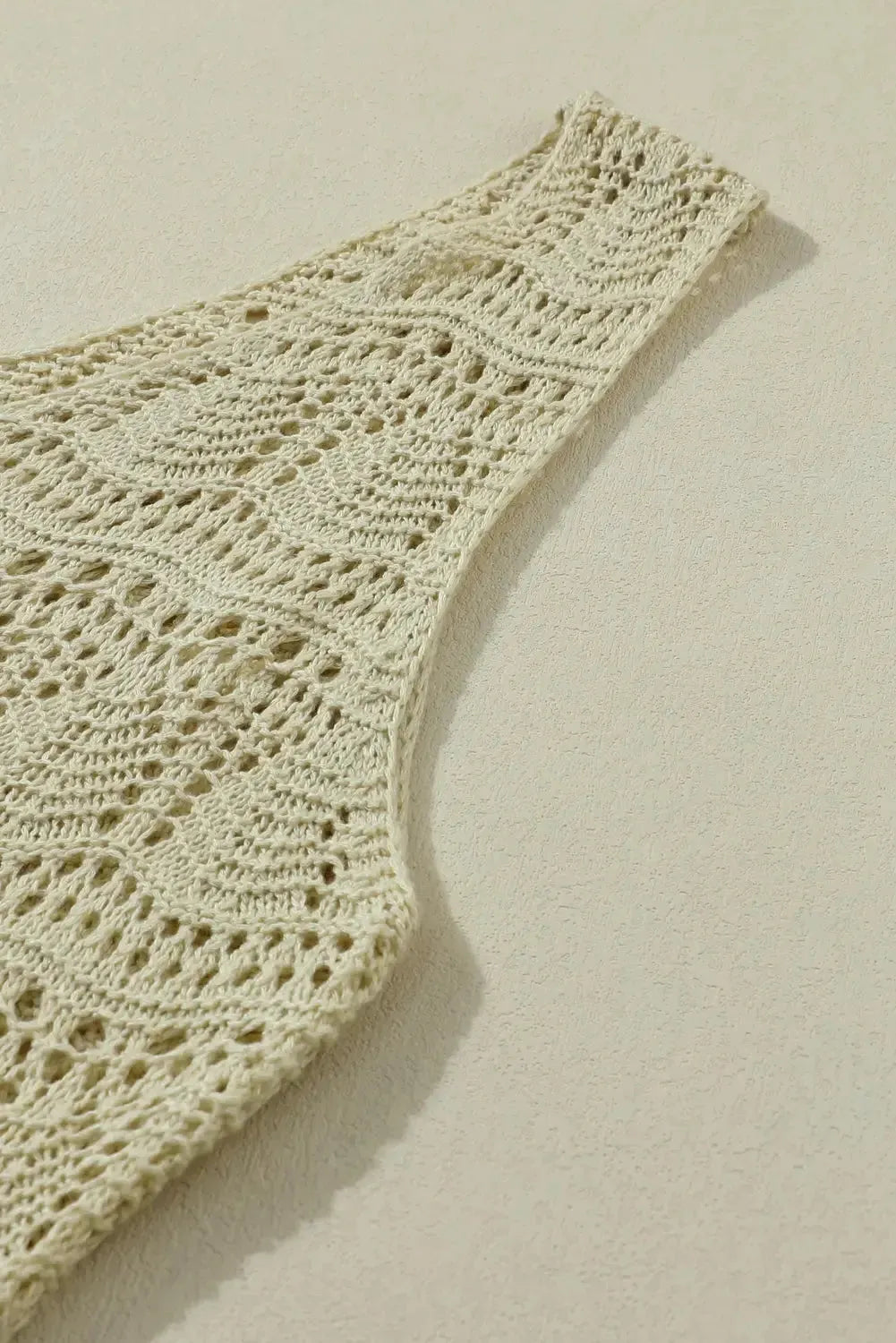 Apricot V-Neck Crochet Vest - Fashionfitz