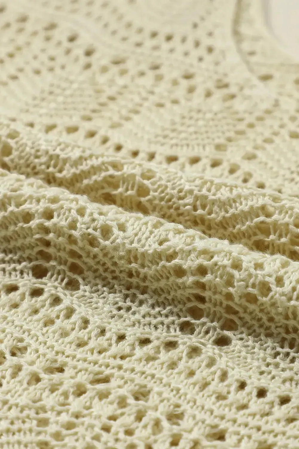 Apricot V-Neck Crochet Vest - Fashionfitz