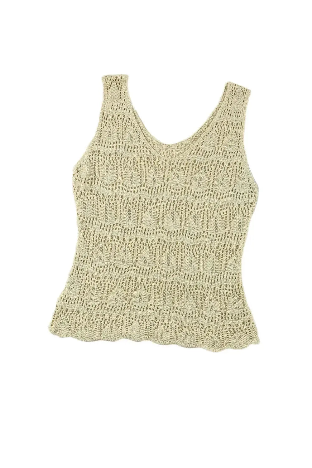 Apricot V-Neck Crochet Vest - Fashionfitz