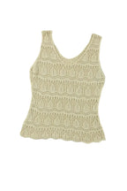 Apricot V-Neck Crochet Vest - Fashionfitz