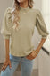 Apricot vintage textured puff sleeve mock neck top - t-shirts