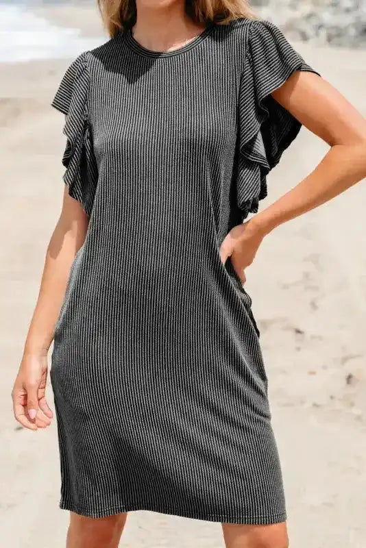 Aruba Flutter Sleeve Mini Dress - Fashionfitz