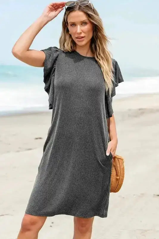 Aruba Flutter Sleeve Mini Dress - Fashionfitz