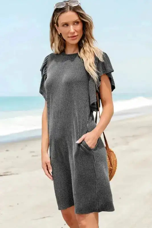 Aruba Flutter Sleeve Mini Dress - Fashionfitz