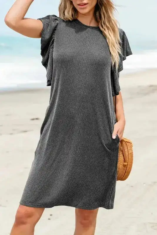 Aruba Flutter Sleeve Mini Dress - Fashionfitz