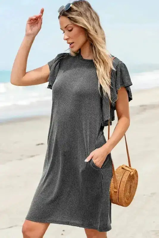 Aruba Flutter Sleeve Mini Dress - Fashionfitz