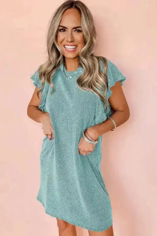 Aruba Flutter Sleeve Mini Dress - Fashionfitz