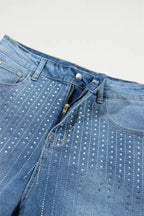 Ashleigh Blue Rhinestone Denim Shorts - Fashionfitz