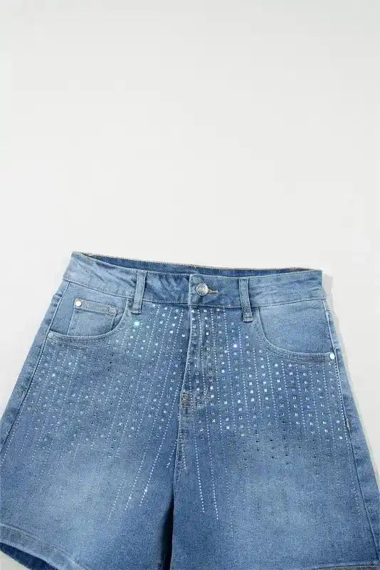 Ashleigh Blue Rhinestone Denim Shorts - Fashionfitz