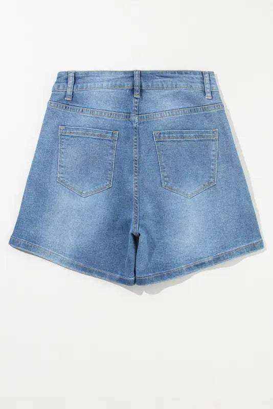 Ashleigh blue rhinestone denim shorts - pair of light blue denim shorts with back pockets