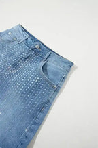 Ashleigh Blue Rhinestone Denim Shorts - Fashionfitz