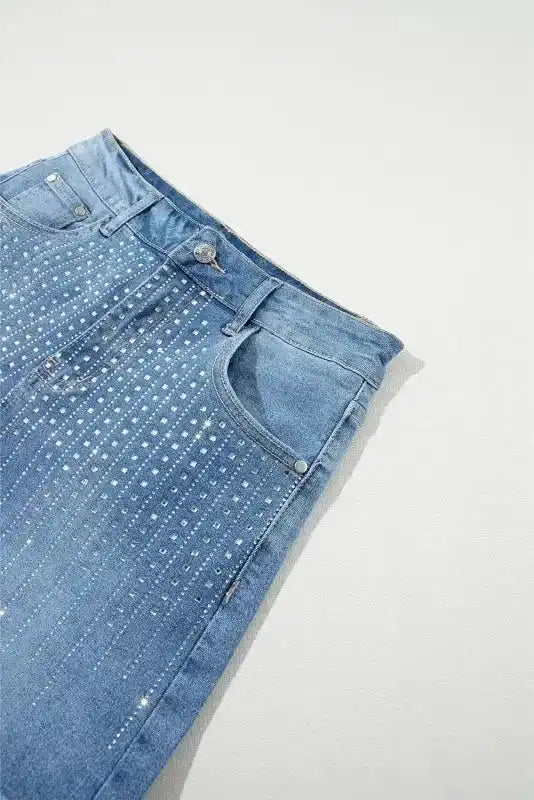 Ashleigh Blue Rhinestone Denim Shorts - Fashionfitz