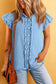 Ashleigh blue ruffled flutter frayed denim top