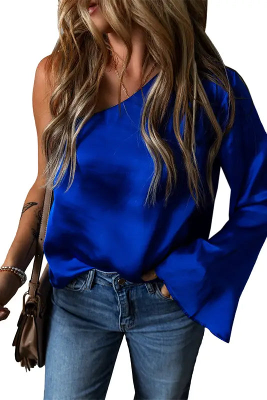 Asymmetric satin blouse | chic women’s blouses | fashionfitz