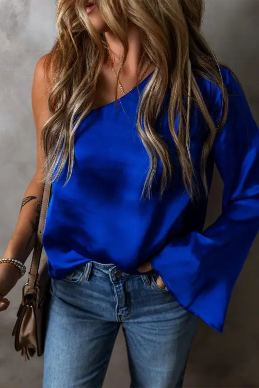 Asymmetric satin blouse | chic women’s blouses | fashionfitz