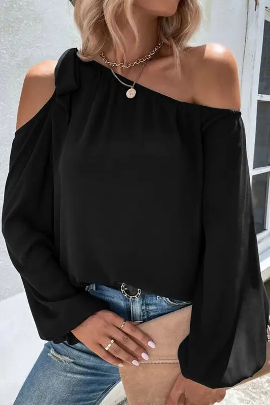 Asymmetric off shoulder blouse - blouses