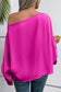 Bright pink asymmetrical neck balloon sleeve satin blouse - blouses & shirts