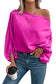 Bright pink asymmetrical neck balloon sleeve satin blouse - blouses & shirts