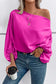 Bright pink asymmetrical neck balloon sleeve satin blouse - blouses & shirts