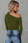 Asymmetrical neckline knit top - tops