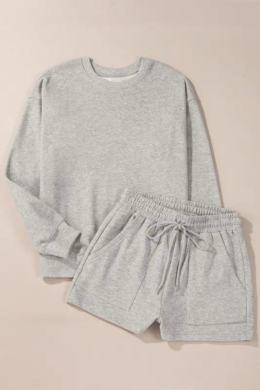 Athleisure pullover and shorts combo