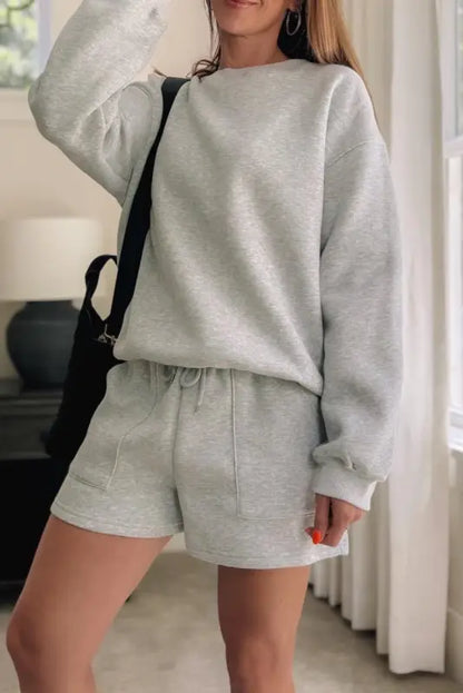 Athleisure pullover and shorts combo