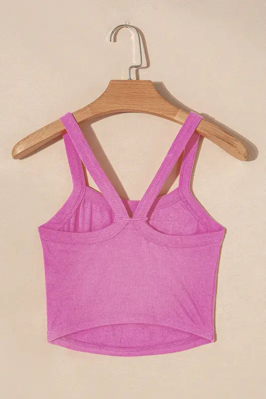 Athletic ribbed cropped cami top - tops