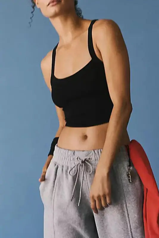 Athletic ribbed cropped cami top - tops