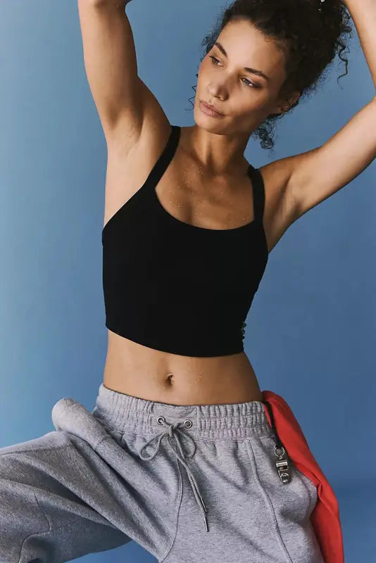 Athletic ribbed cropped cami top - tops