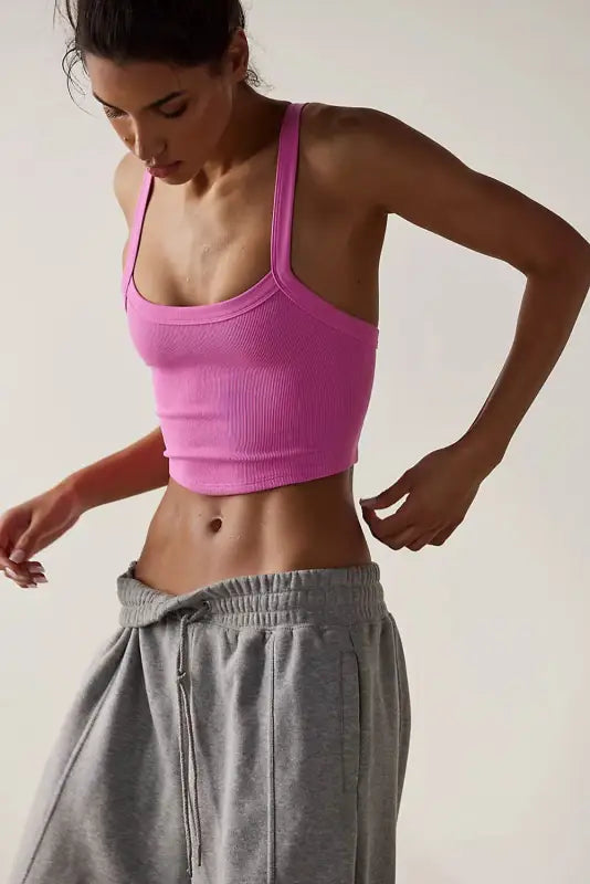 Athletic ribbed cropped cami top - tops