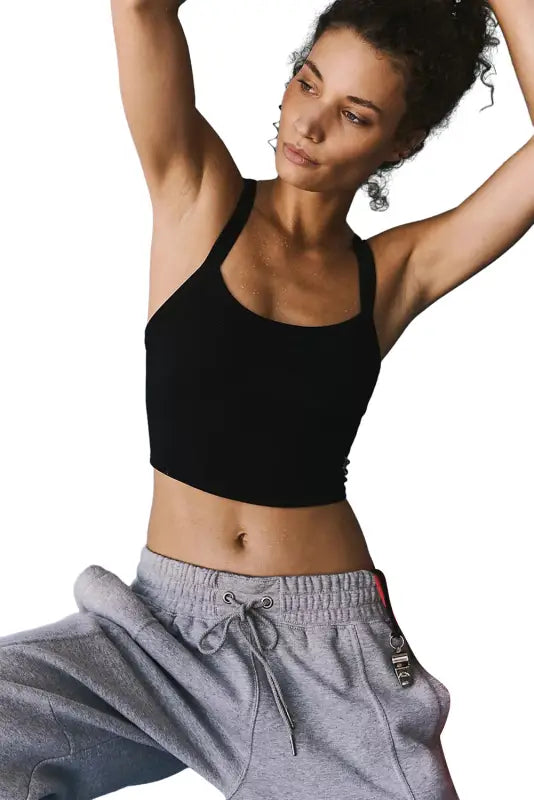 Athletic ribbed cropped cami top - tops