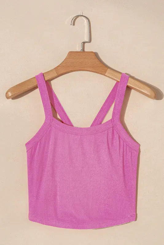 Athletic ribbed cropped cami top - tops