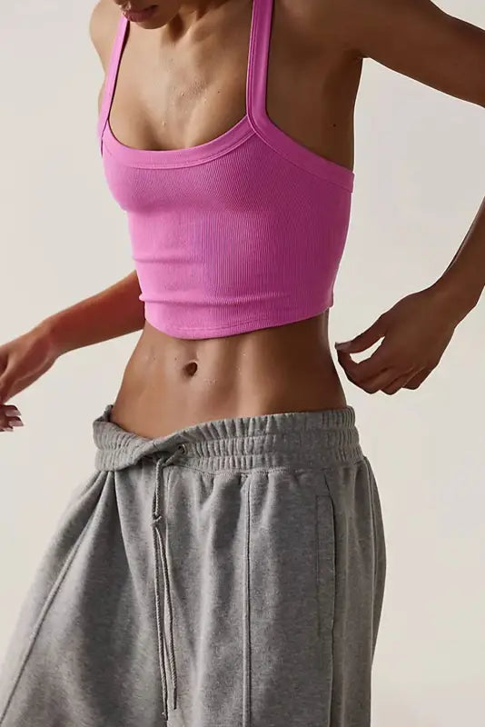 Athletic ribbed cropped cami top - tops