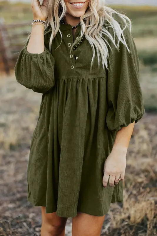 Autumn empire corduroy dress - vineyard green | fashionfitz