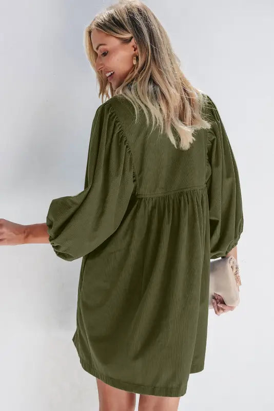 Autumn empire corduroy dress - vineyard green | fashionfitz