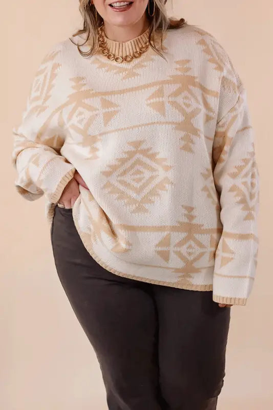 Aztec charm sweater | cozy plus size western print