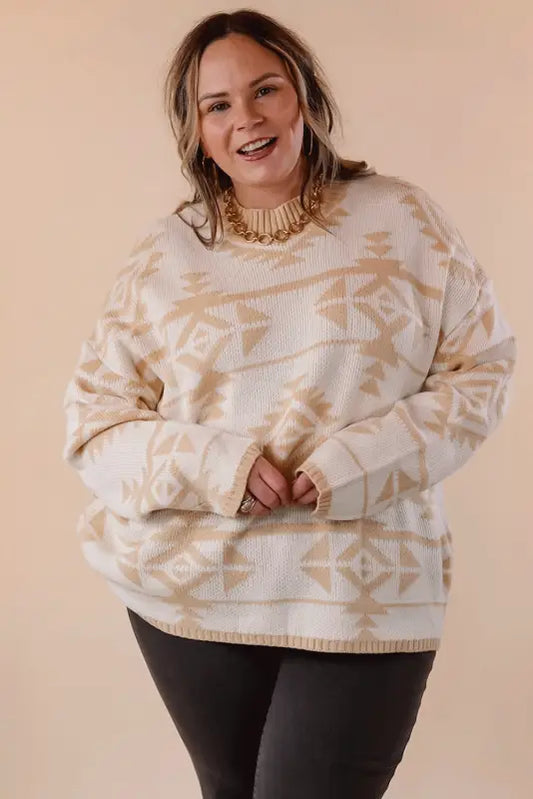 Aztec charm sweater | cozy plus size western print